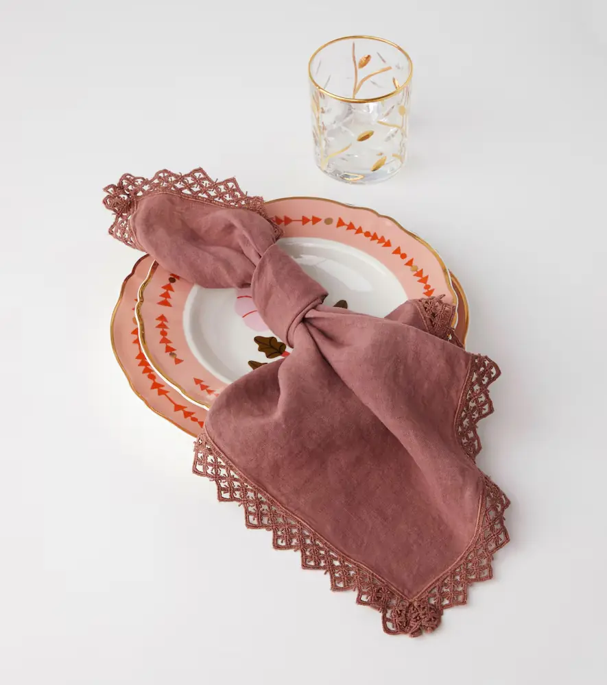 Once Milano Set of 4 macramé linen napkins | Thumbnail 3