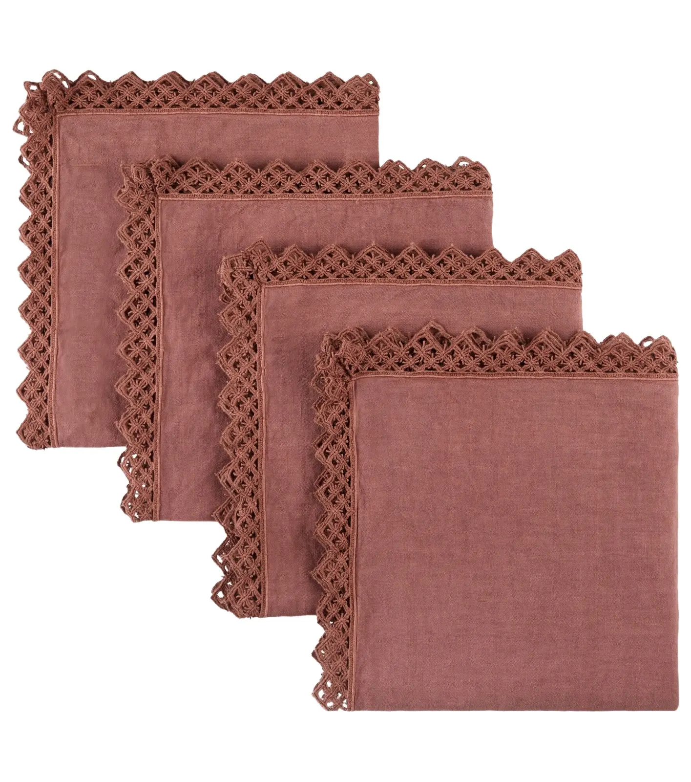 Once Milano Set of 4 macramé linen napkins