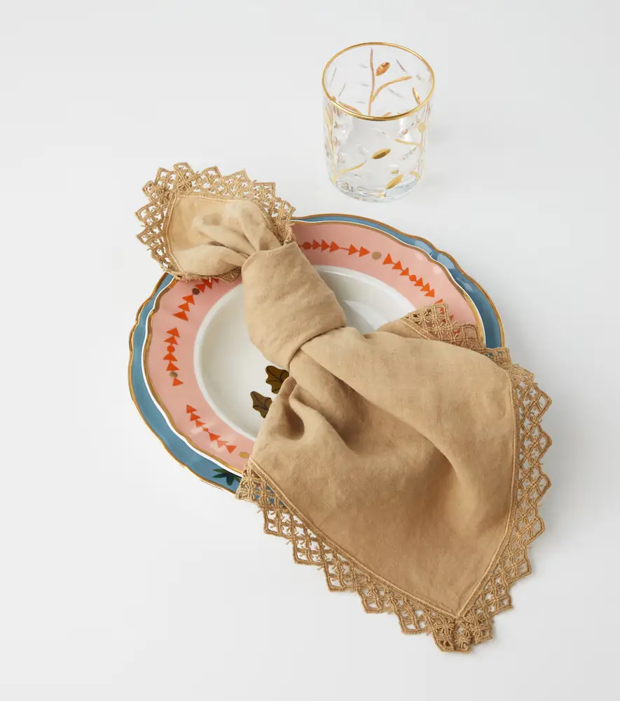 Once Milano Set of 4 macramé linen napkins | Thumbnail 3