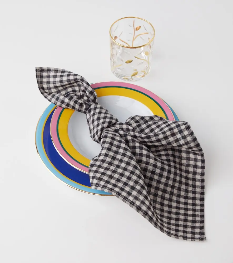 Once Milano Set of 4 gingham linen napkins | Thumbnail 4