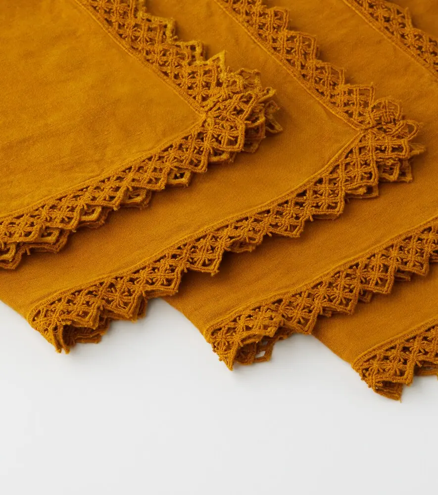 Once Milano Set of 4 macramé-trimmed linen napkins | Thumbnail 3
