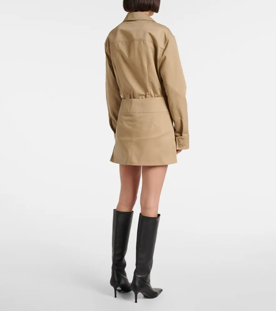 Courrèges Courrèges Belted and pleated polycotton miniskirt | Thumbnail 3