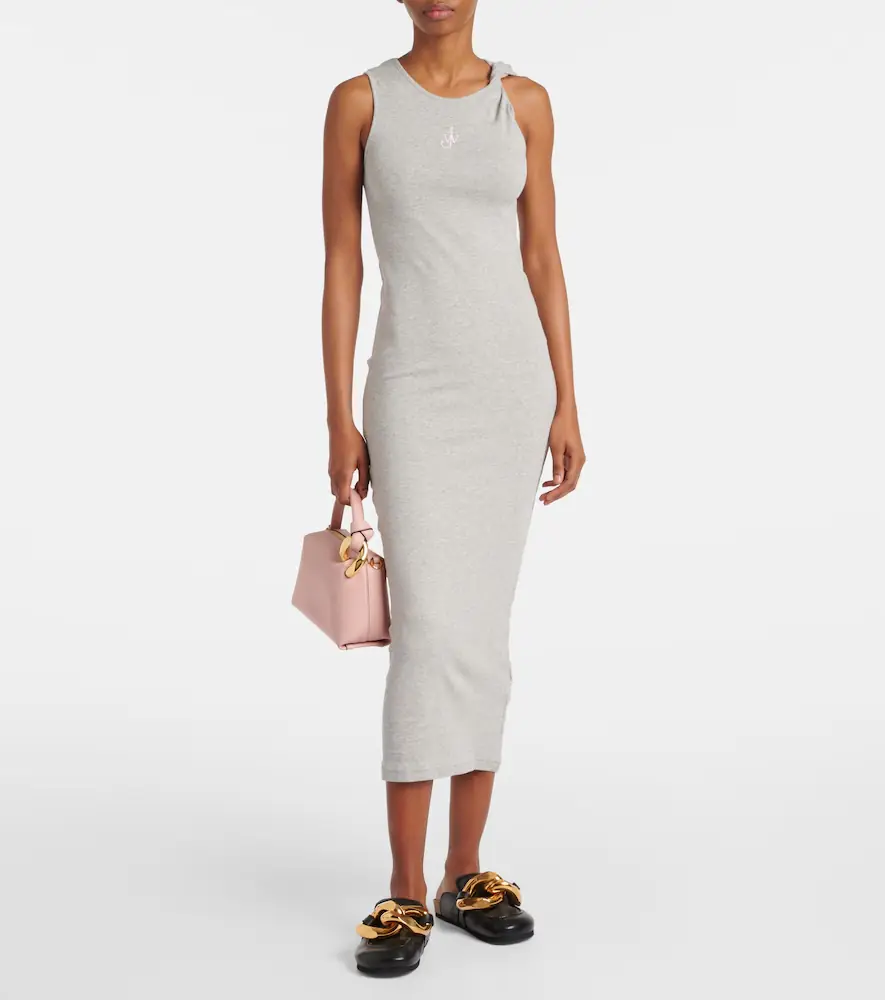 JW Anderson Logo embroidered cotton jersey maxi dress | Thumbnail 2
