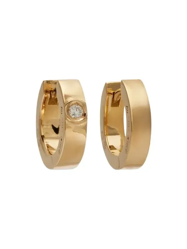 18kt gold hoop earrings with diamond 18kt gold hoop earrings with diamond