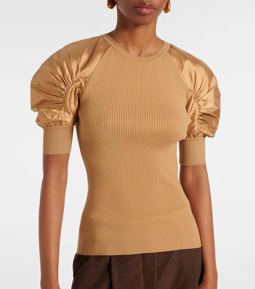 Max Mara Ribbed-knit crêpe top | Thumbnail 5