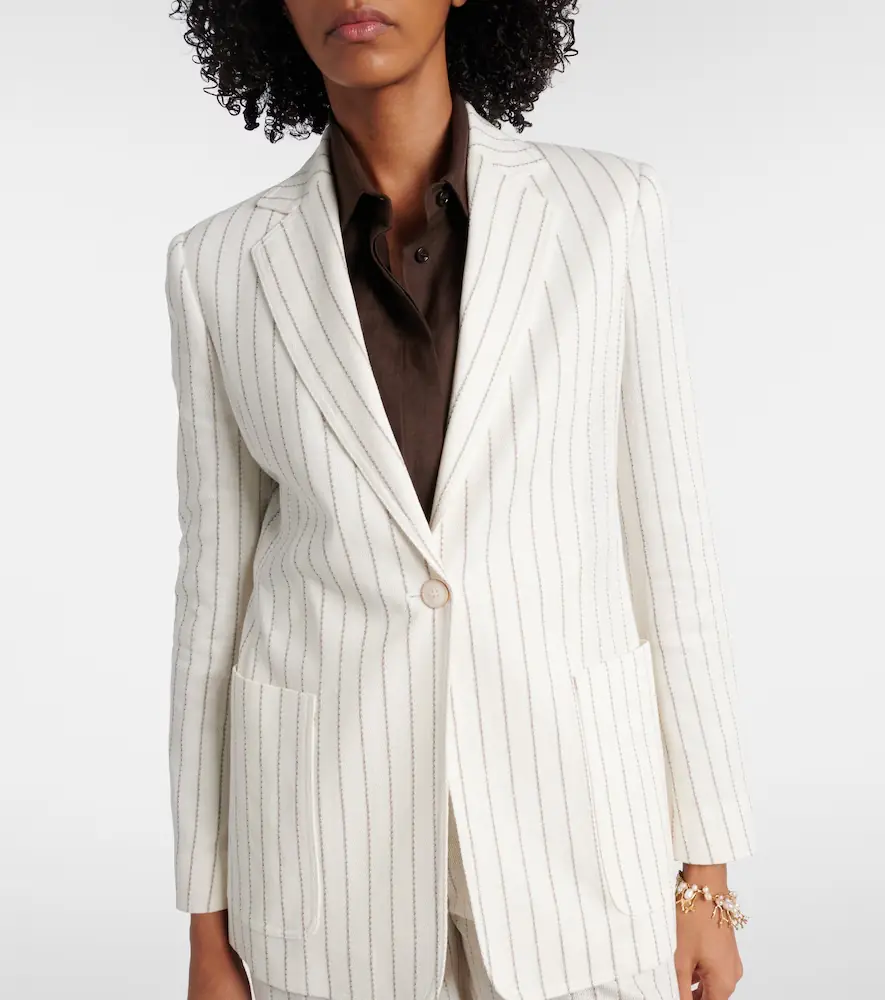 Max Mara Jadi striped cotton and linen blazer | Thumbnail 6