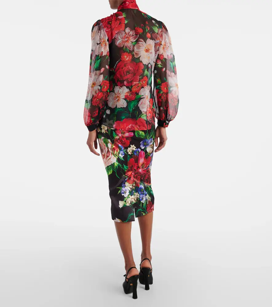 Dolce & Gabbana Floral tie-neck silk organza blouse | Thumbnail 3 Dolce & Gabbana Floral tie-neck silk organza blouse | Thumbnail 3