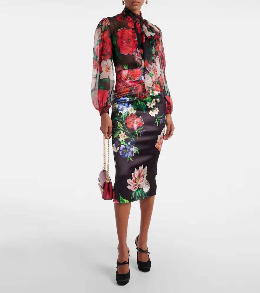 Dolce & Gabbana Floral tie-neck silk organza blouse | Thumbnail 5 Dolce & Gabbana Floral tie-neck silk organza blouse | Thumbnail 5