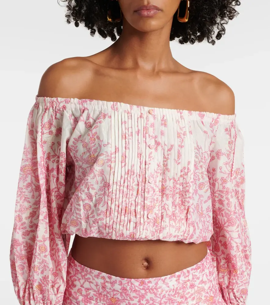 Poupette St Barth Bova floral cotton-blend crop top | Thumbnail 4