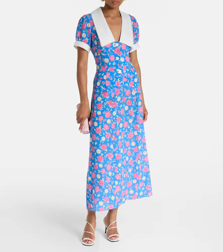 Rixo Carpi floral silk midi skirt | Thumbnail 2