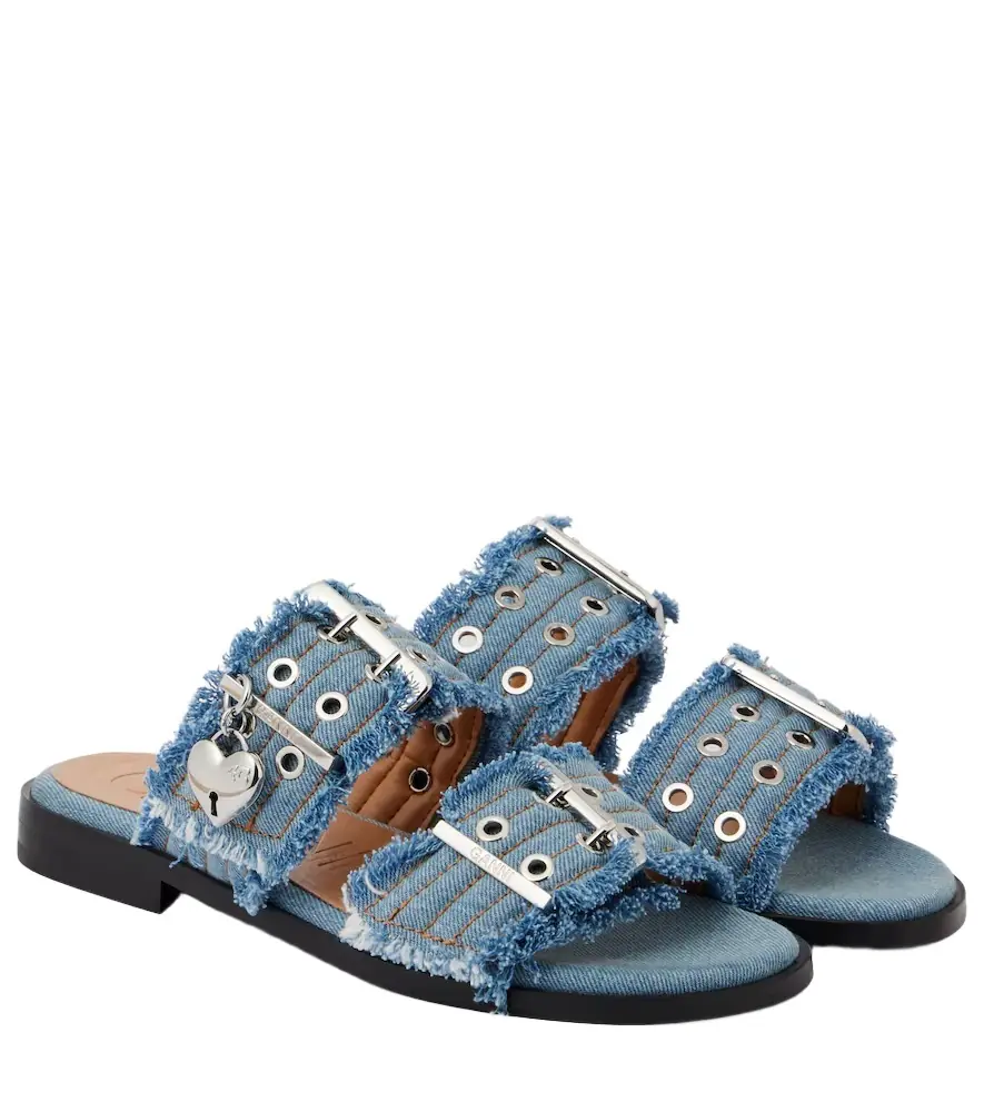 Ganni Fringed denim sandals | Image 1 Ganni Fringed denim sandals | Image 1
