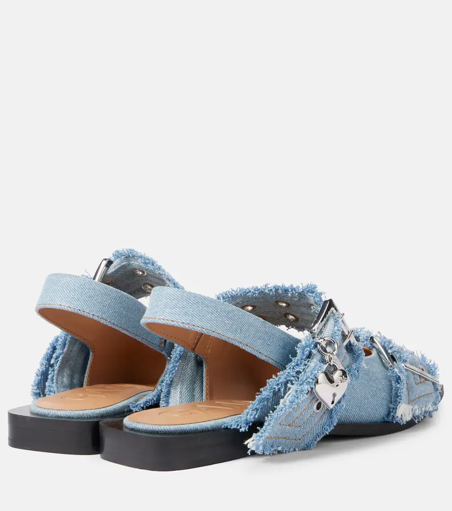 Ganni Feminine Buckle denim ballet flats | Thumbnail 3 Ganni Feminine Buckle denim ballet flats | Thumbnail 3