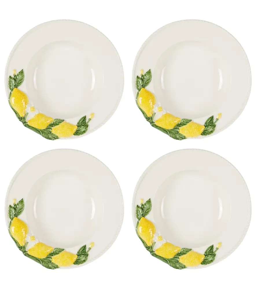 LES OTTOMANS Lemon set of 4 ceramic soup plates