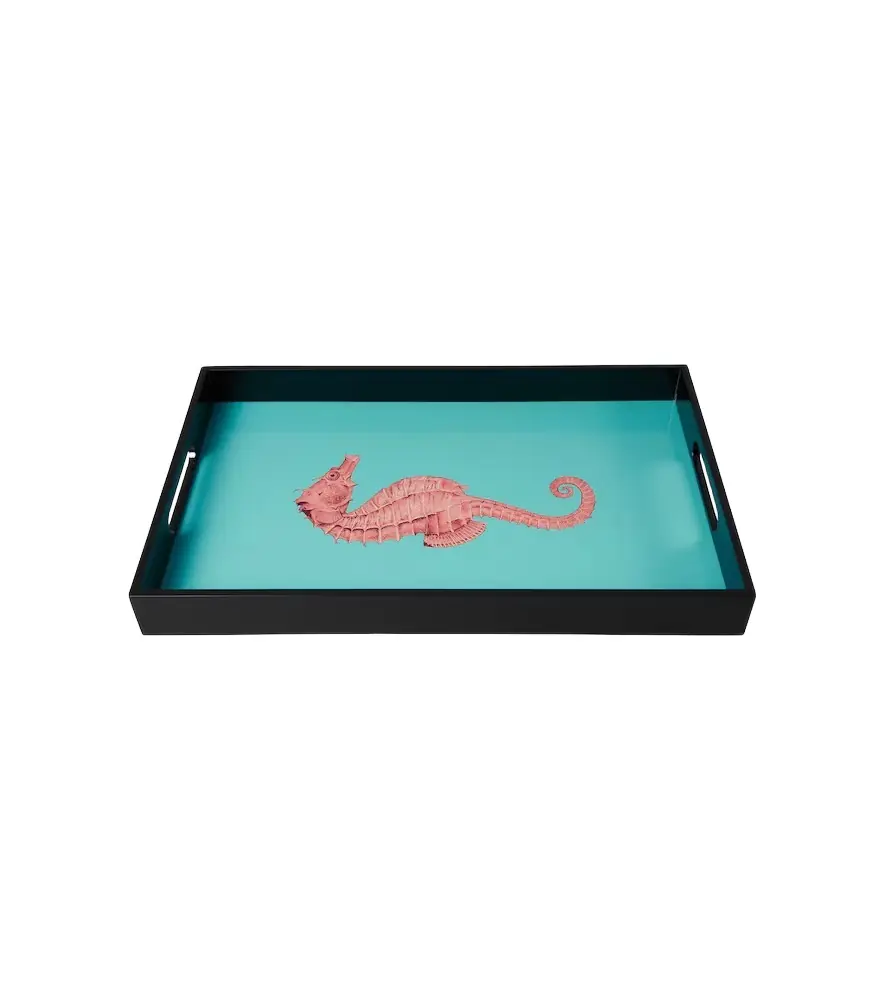 LES OTTOMANS Seahorse lacquered wooden tray