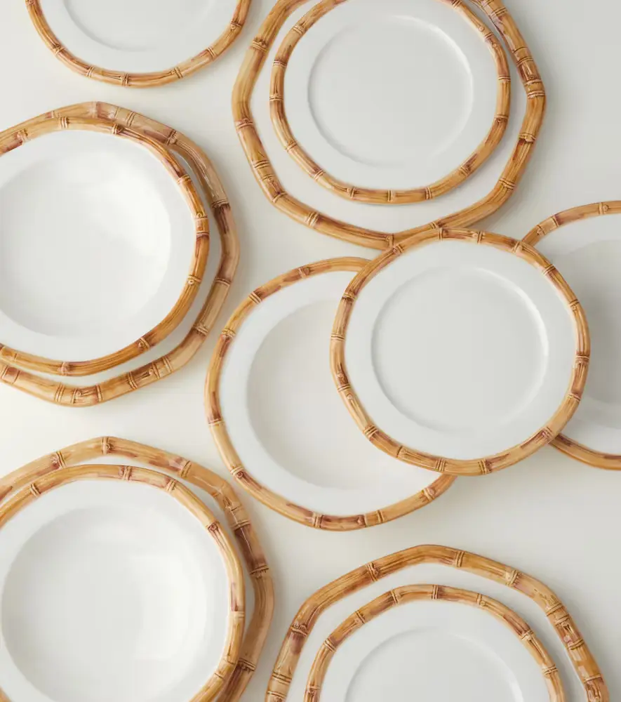 LES OTTOMANS Bamboo set of 4 ceramic dinner plates | Thumbnail 2