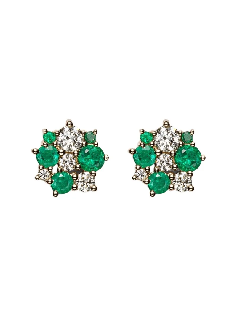 Sydney Evan Cocktail 14kt gold earrings with emeralds and diamonds