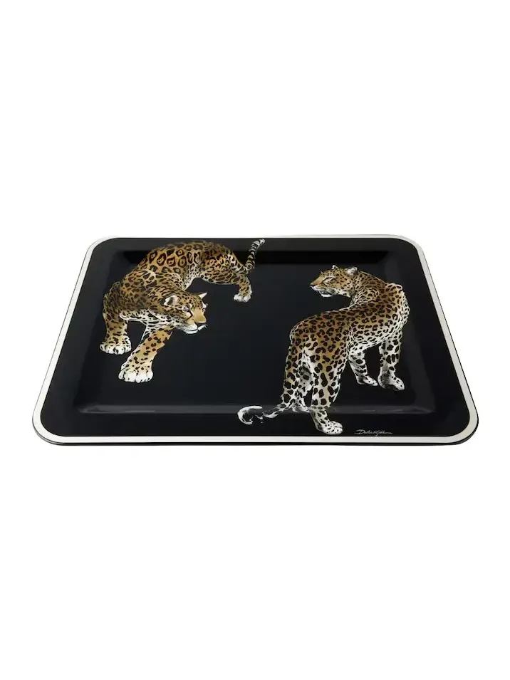 Dolce & Gabbana Casa Double Leopardo Medium wooden tray
