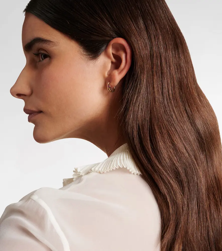 Roxanne First 14kt gold single hoop earring with diamonds and sapphire | Thumbnail 2 Roxanne First 14kt gold single hoop earring with diamonds and sapphire | Thumbnail 2