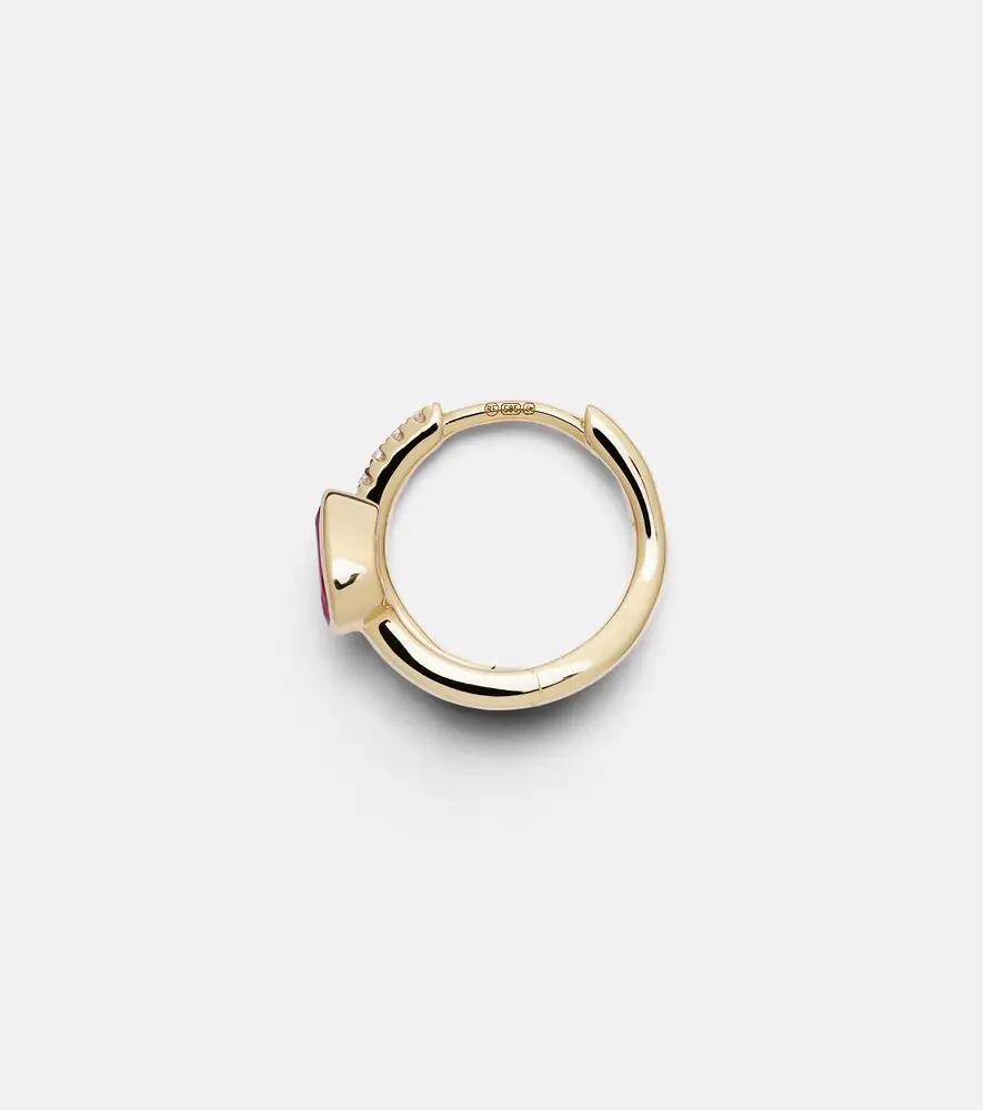 Roxanne First 14kt gold single hoop earring with diamonds and sapphire | Thumbnail 3 Roxanne First 14kt gold single hoop earring with diamonds and sapphire | Thumbnail 3