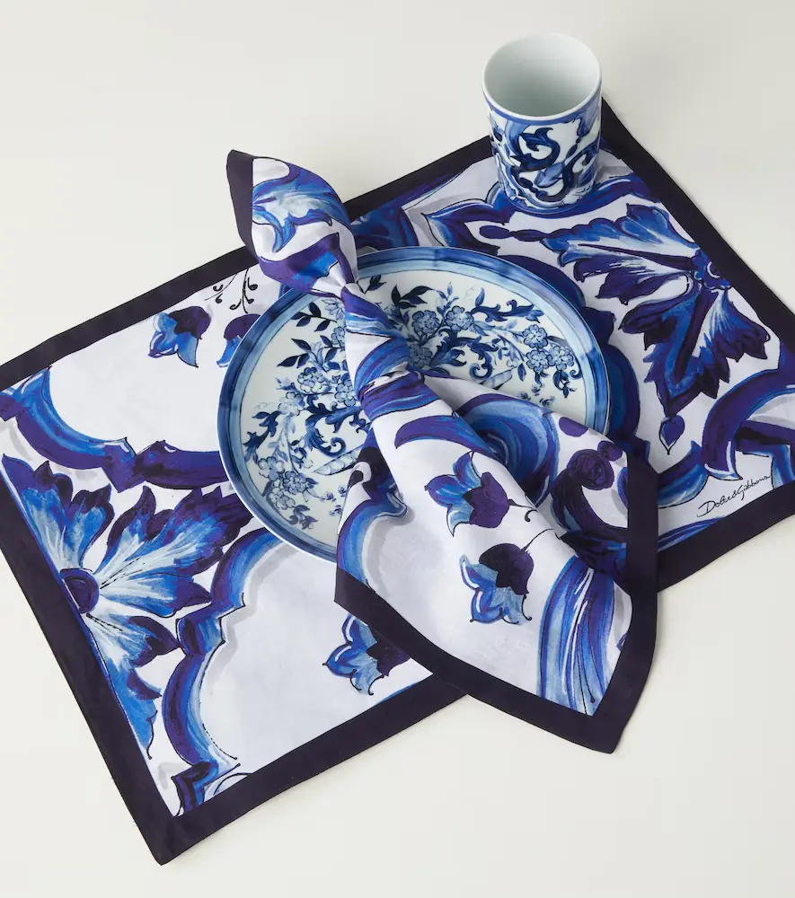 Dolce & Gabbana Casa Blu Mediterraneo linen placemat and napkin set | Thumbnail 2