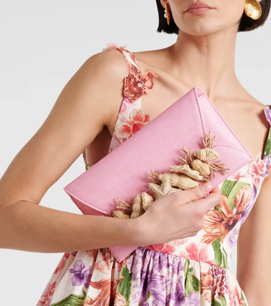 Aquazzura Marea Small raffia-trimmed clutch | Thumbnail 5