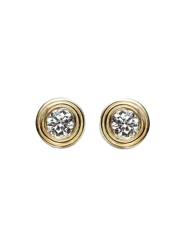 Fluted 14kt gold earrings with diamonds