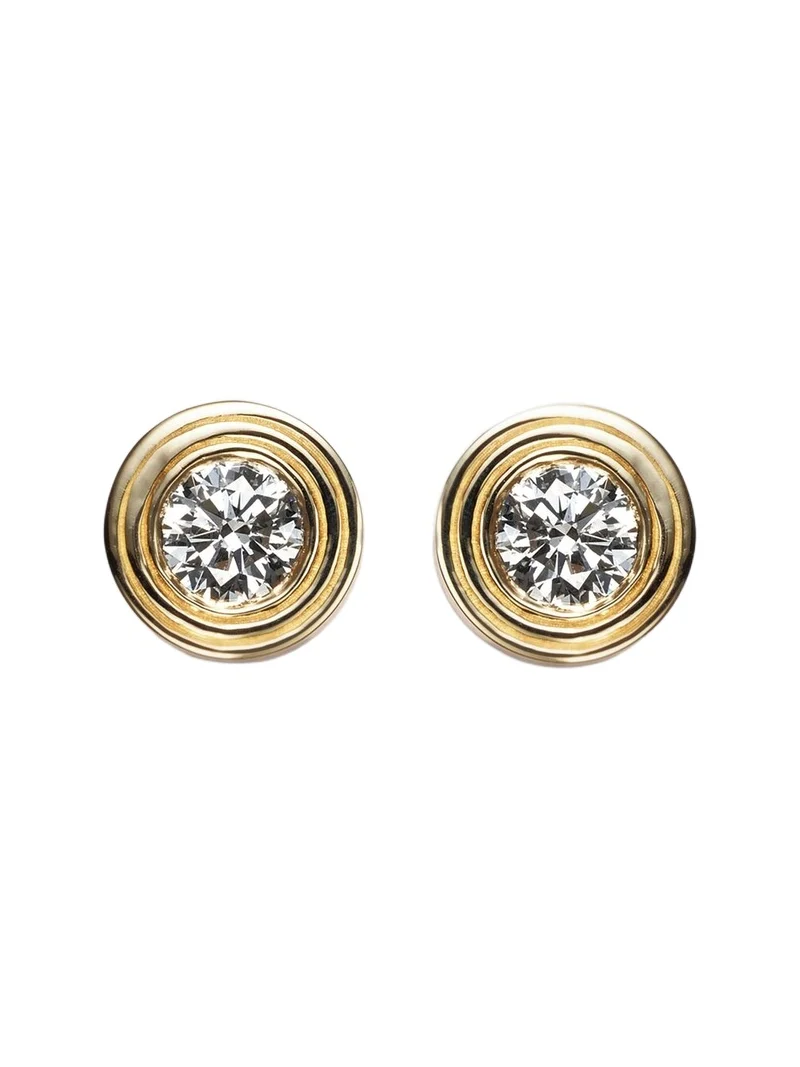 Fluted 14kt gold earrings with diamonds