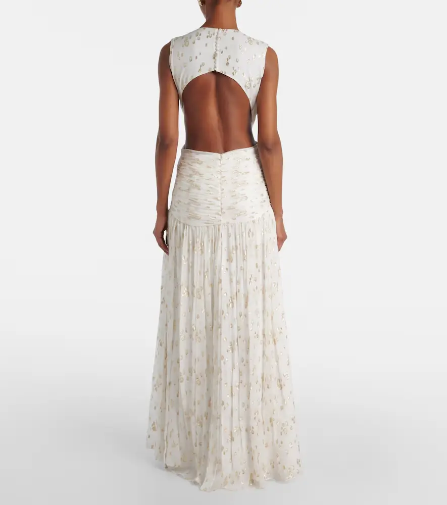 Costarellos Luccia cutout silk jacquard gown | Thumbnail 2 Costarellos Luccia cutout silk jacquard gown | Thumbnail 2