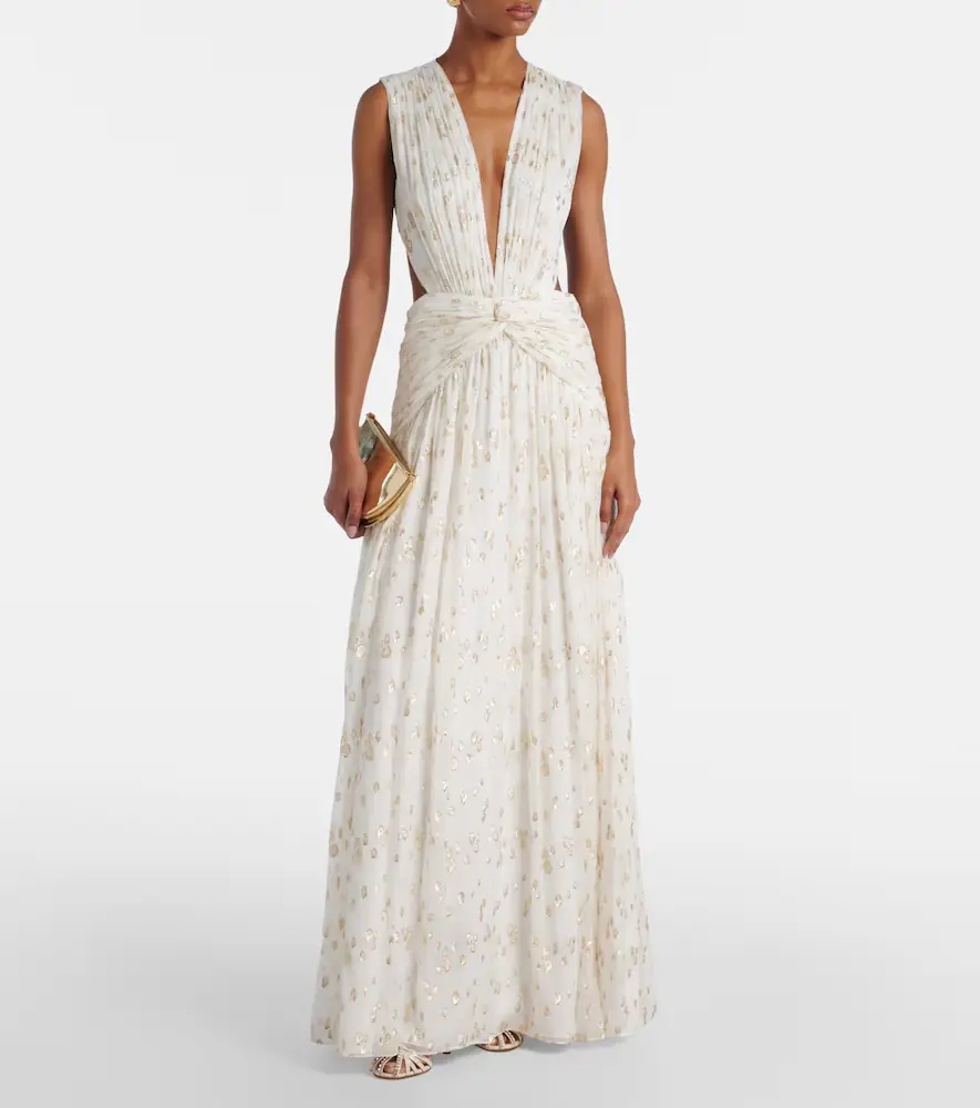 Costarellos Luccia cutout silk jacquard gown | Thumbnail 3 Costarellos Luccia cutout silk jacquard gown | Thumbnail 3