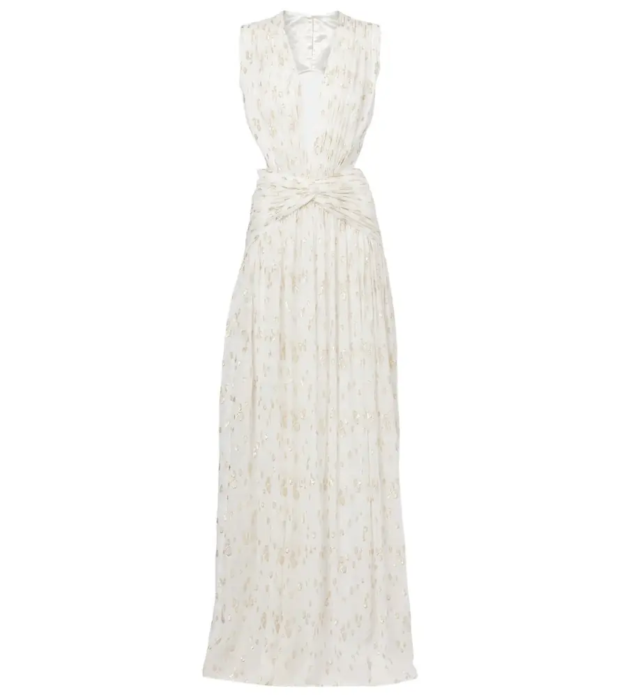 Costarellos Luccia cutout silk jacquard gown
