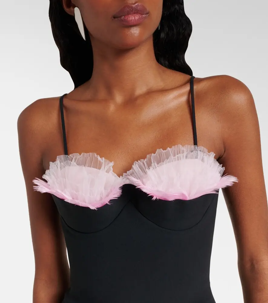 David Koma Feather-trimmed cady minidress | Thumbnail 2 David Koma Feather-trimmed cady minidress | Thumbnail 2