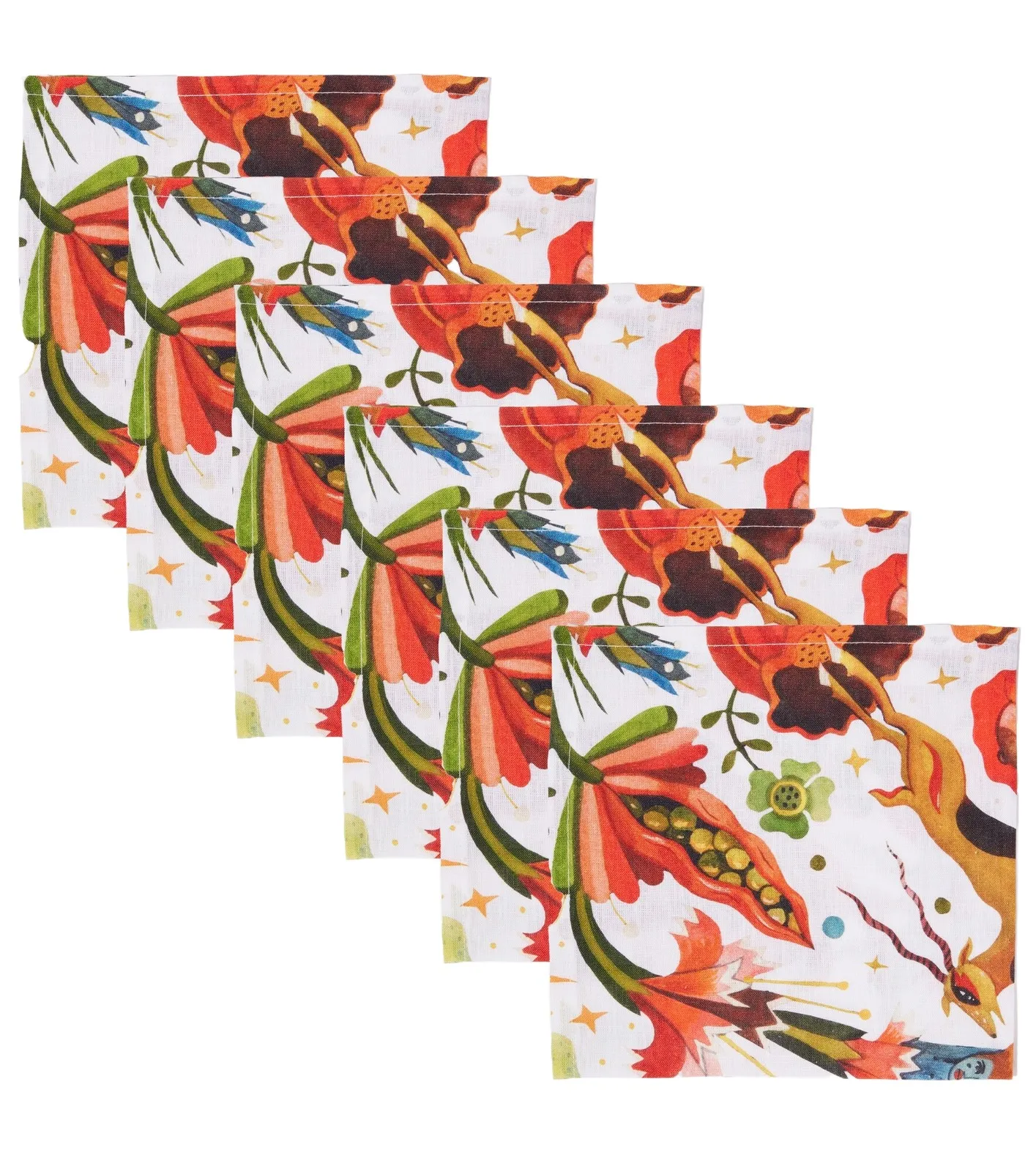 La DoubleJ Large set of 6 floral napkins