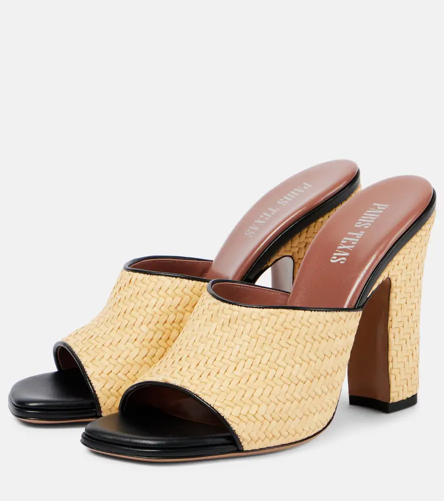 Paris Texas Ava 100 raffia and leather mules | Thumbnail 2