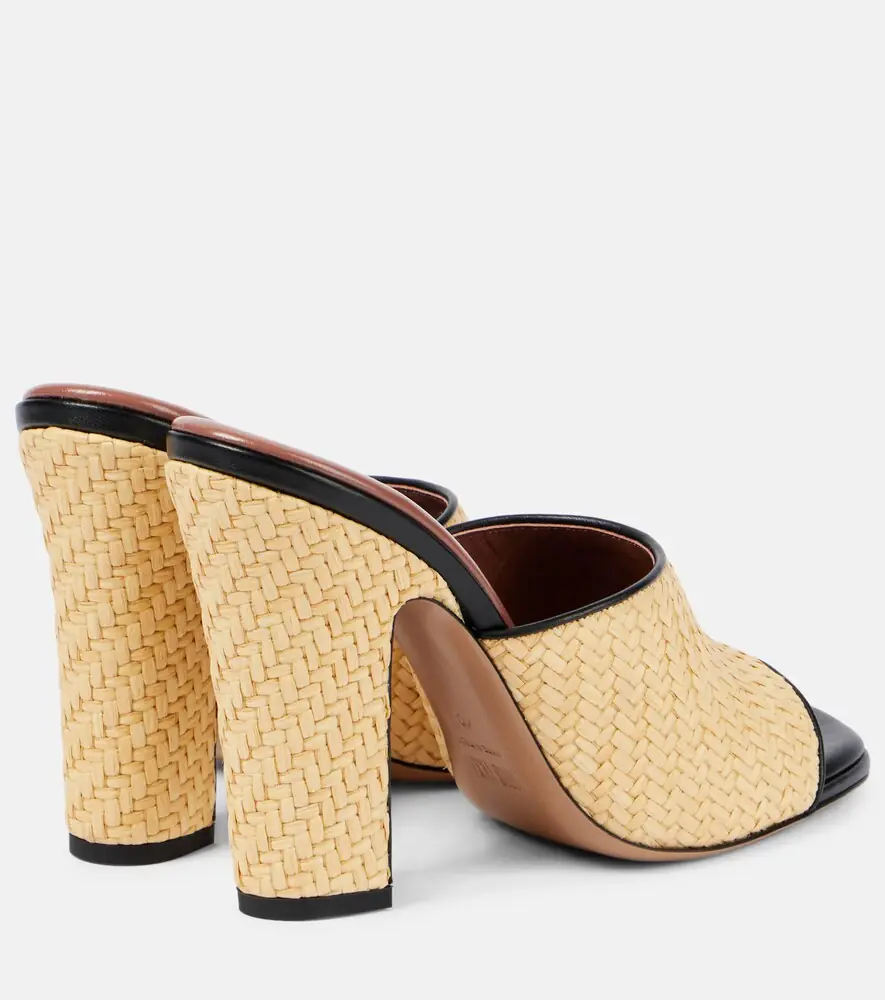 Paris Texas Ava 100 raffia and leather mules | Thumbnail 4