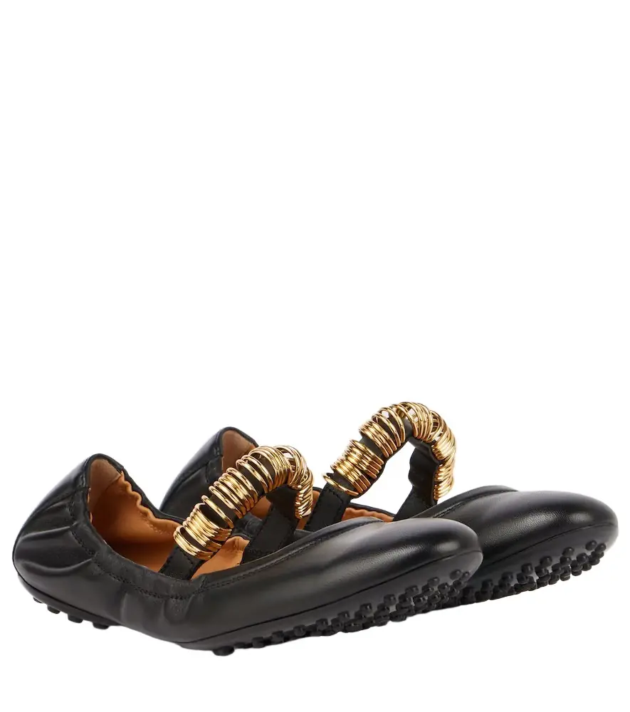 Tod's Embellished leather Mary Jane flats