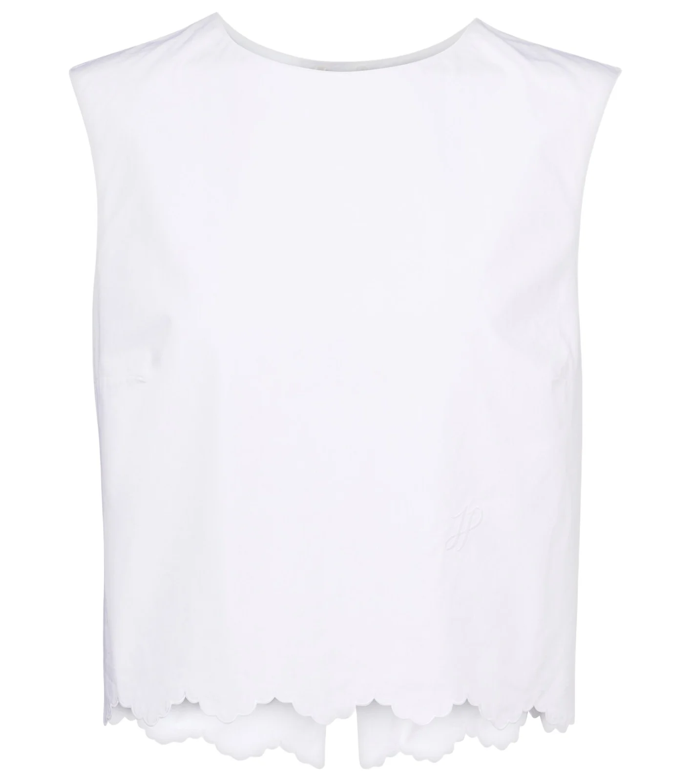 Scalloped cotton poplin crop top