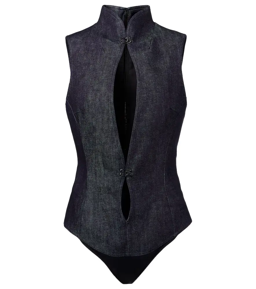 Mugler Cutout denim bodysuit | Image 1 Mugler Cutout denim bodysuit | Image 1