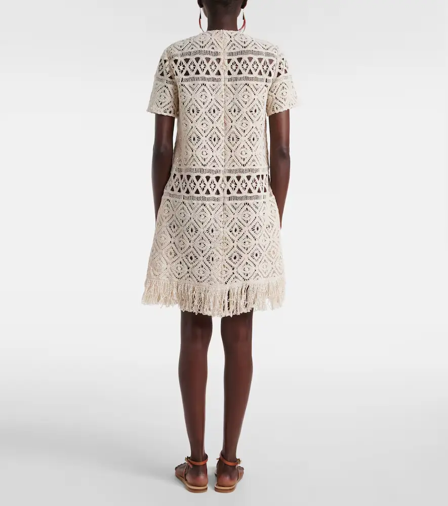 La DoubleJ Lacey macramé cotton minidress | Thumbnail 3