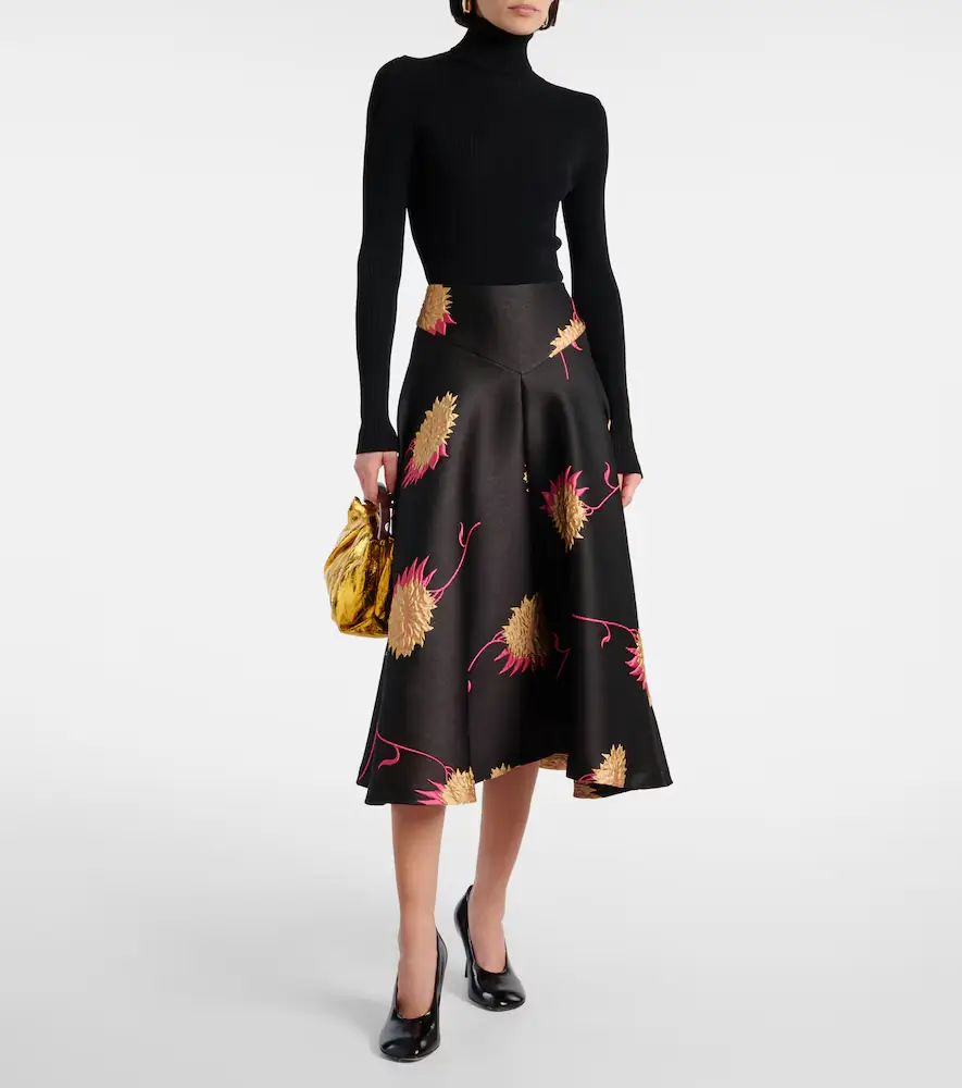 La DoubleJ Milano jacquard satin midi skirt | Thumbnail 2