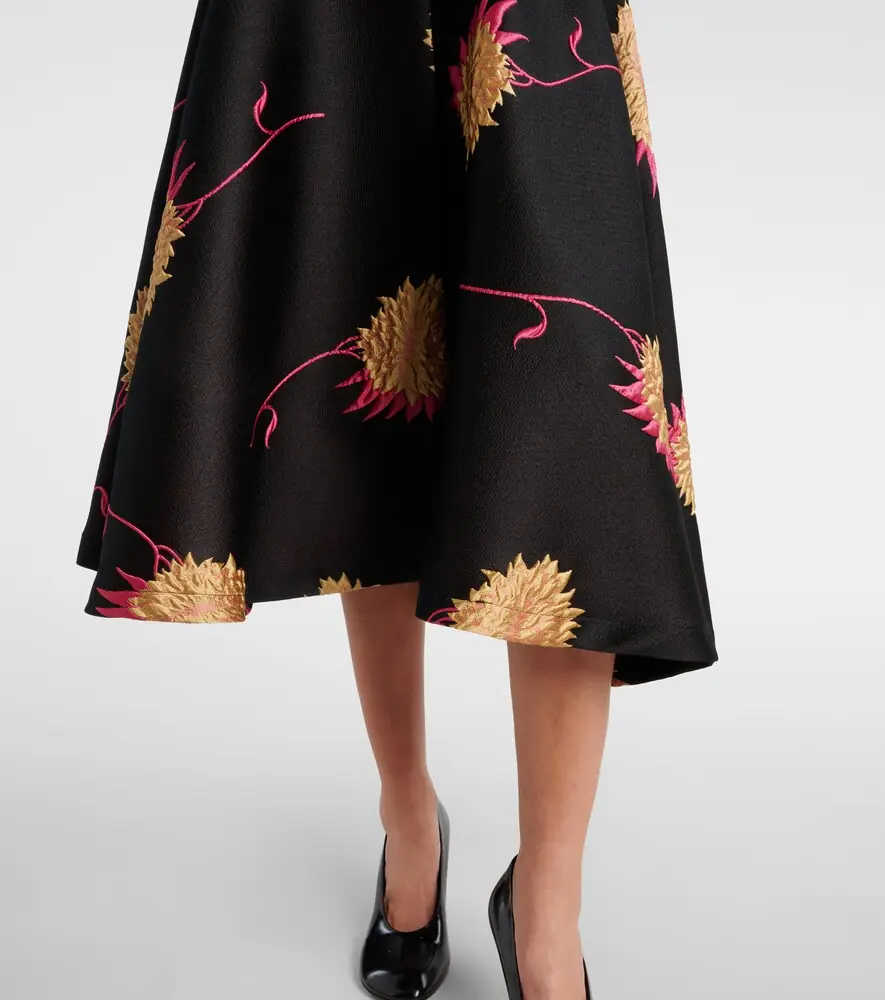 La DoubleJ Milano jacquard satin midi skirt | Thumbnail 3