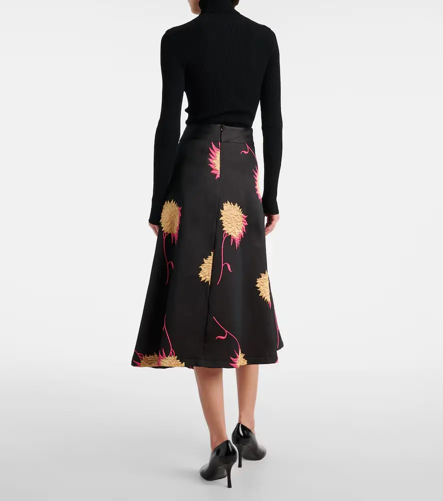 La DoubleJ Milano jacquard satin midi skirt | Thumbnail 4