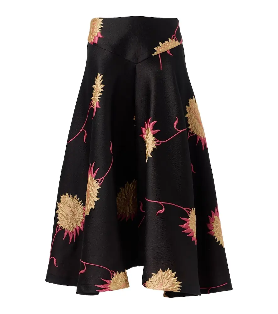 La DoubleJ Milano jacquard satin midi skirt