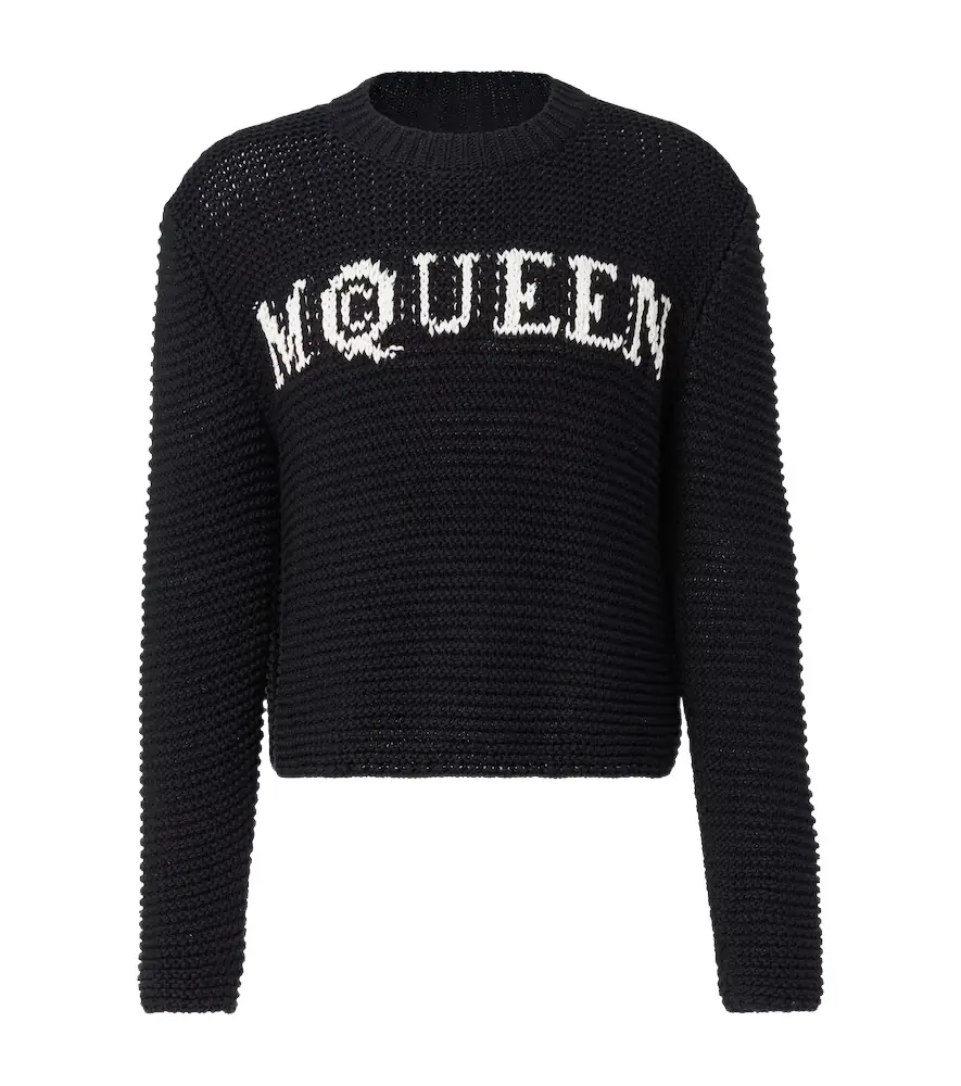 Alexander McQueen Logo cotton jacquard sweater | Image 1 Alexander McQueen Logo cotton jacquard sweater | Image 1