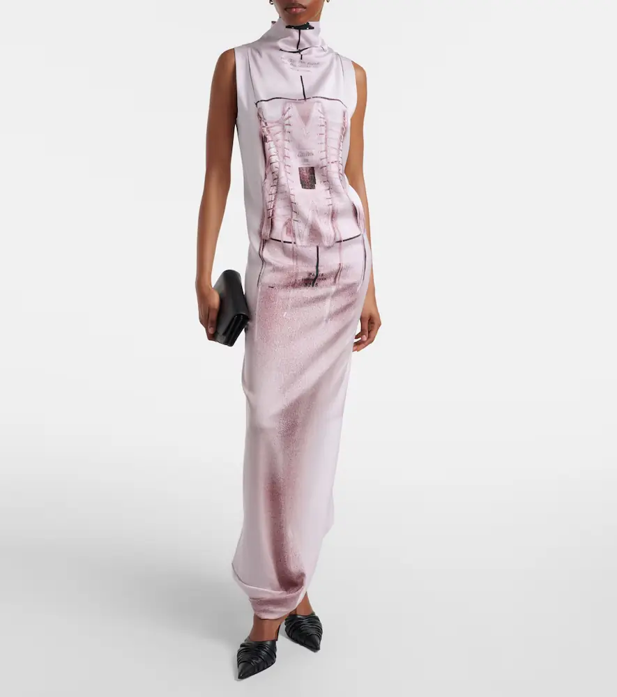 Jean Paul Gaultier Trompe l'ail draped satin maxi dress | Thumbnail 3 Jean Paul Gaultier Trompe l'ail draped satin maxi dress | Thumbnail 3
