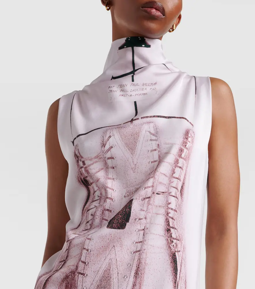 Jean Paul Gaultier Trompe l'ail draped satin maxi dress | Thumbnail 5 Jean Paul Gaultier Trompe l'ail draped satin maxi dress | Thumbnail 5