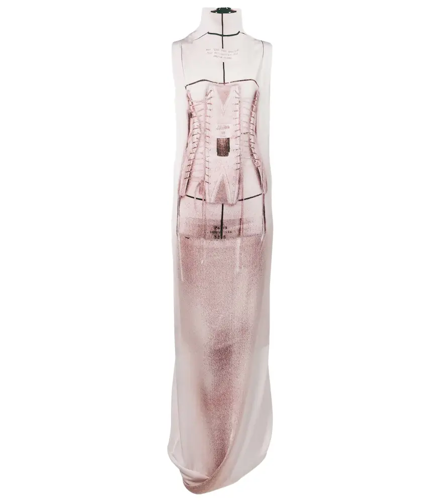 Jean Paul Gaultier Trompe l'ail draped satin maxi dress