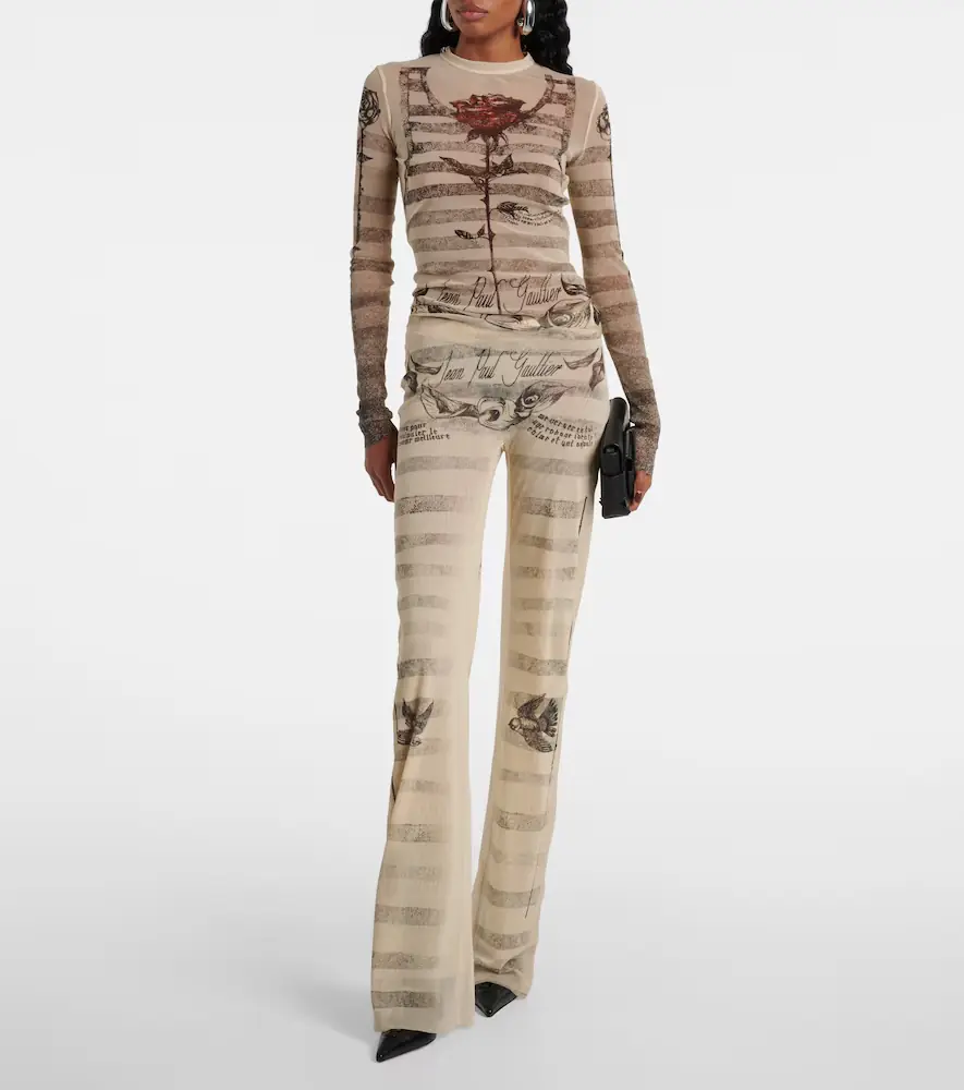 Jean Paul Gaultier Striped printed mesh top | Thumbnail 2