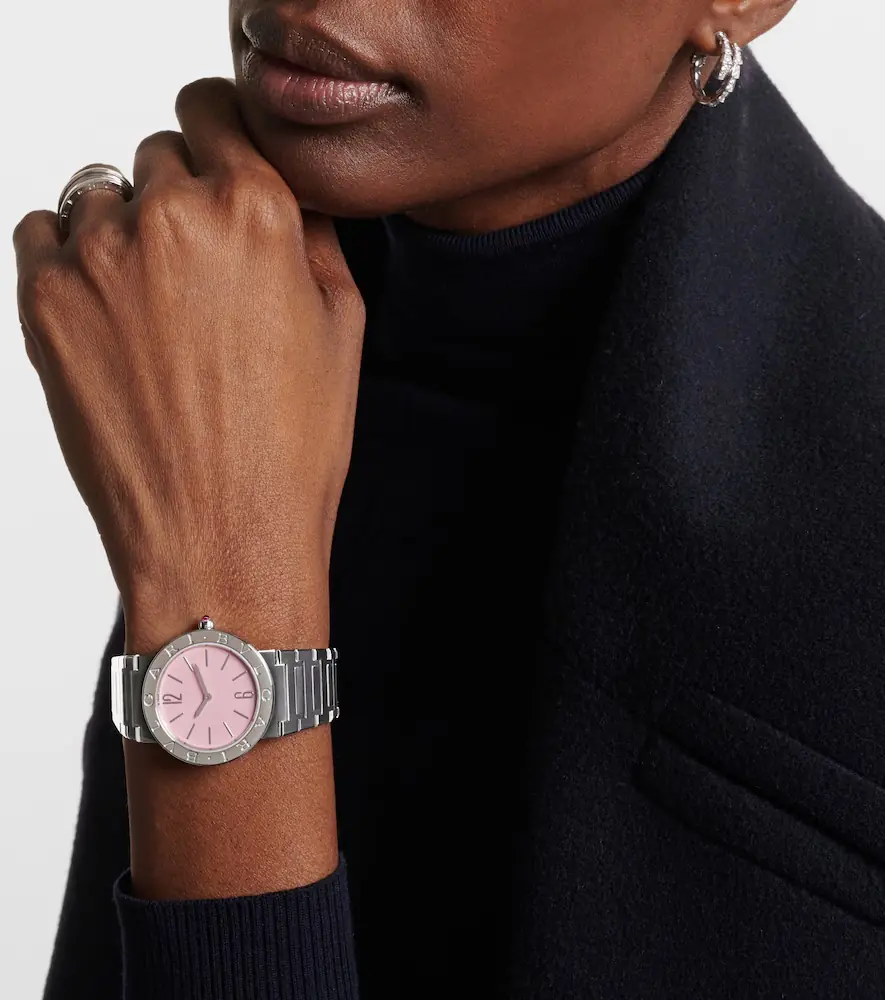 BVLGARI 33mm stainless steel watch with rubellite | Thumbnail 3 BVLGARI 33mm stainless steel watch with rubellite | Thumbnail 3