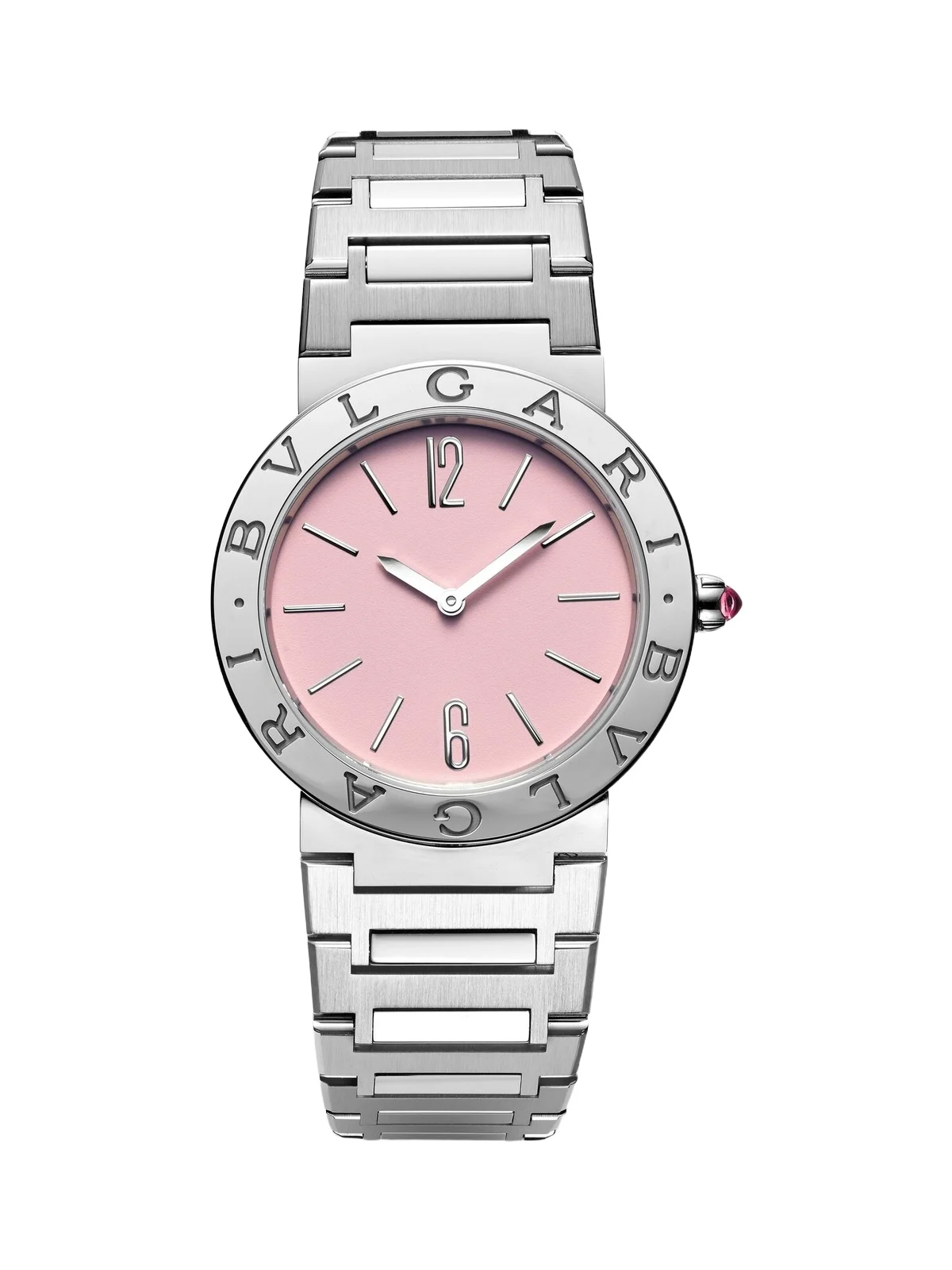 33mm stainless steel watch with rubellite 33mm stainless steel watch with rubellite