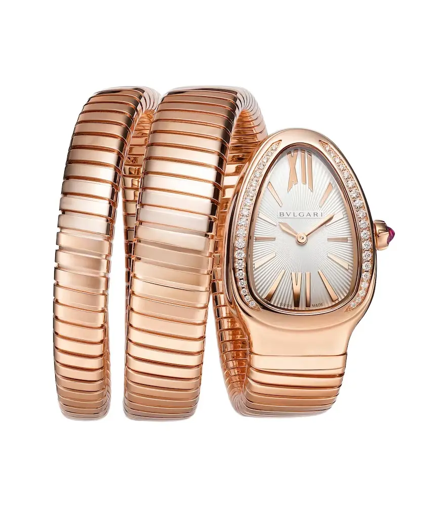 Serpenti Tubogas 35mm 18kt rose gold watch with diamonds and quartz